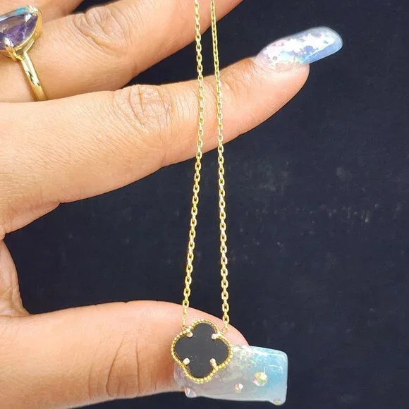 Luxury 925 Sterling Silver Black Clover Necklace – Timeless Lucky Charm - Picture 3 of 8